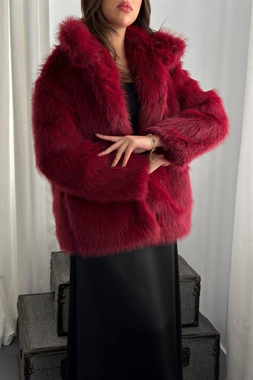 Wholesale Burgundy Faux Fur Coat