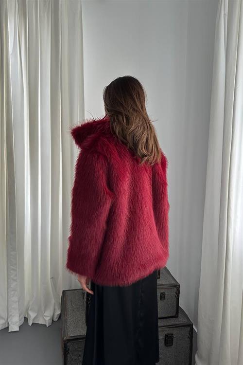 Wholesale Burgundy Faux Fur Coat
