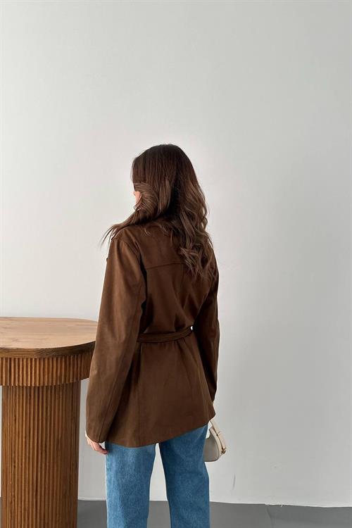 Wholesale Camel Suede Jacket with Matching Belt