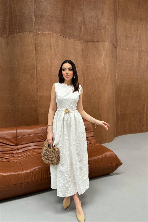 Wholesale Ecru Embroidered Dress