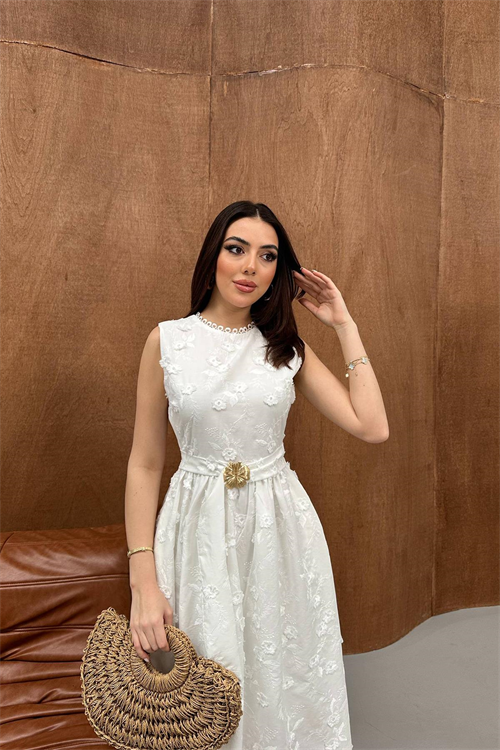 Wholesale Ecru Embroidered Dress