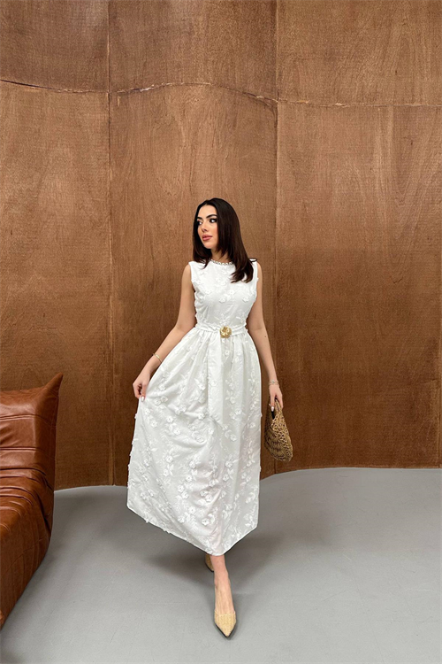 Wholesale Ecru Embroidered Dress