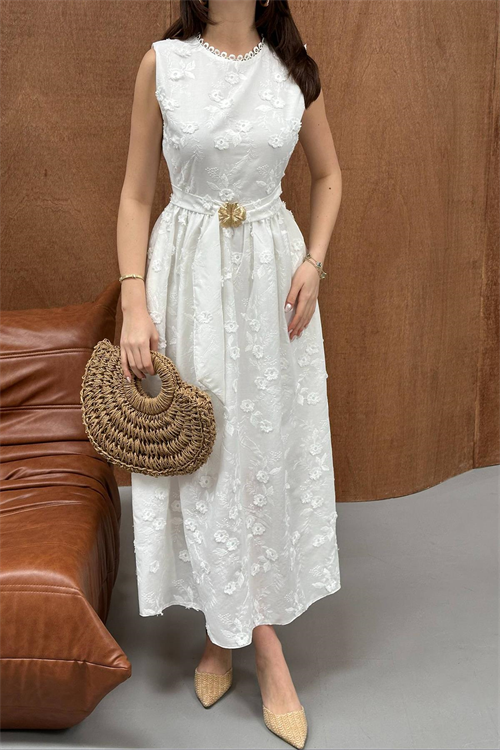 Wholesale Ecru Embroidered Dress