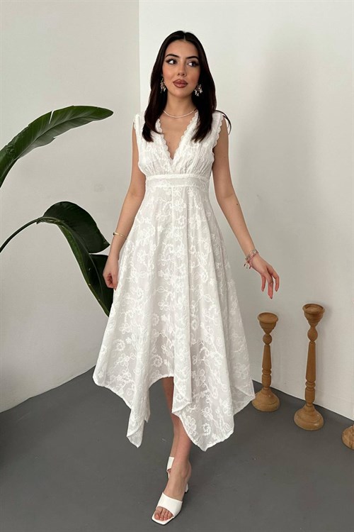 Wholesale Ecru Embroidered Dress