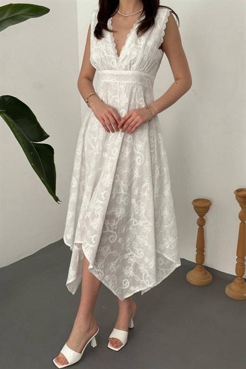 Wholesale Ecru Embroidered Dress