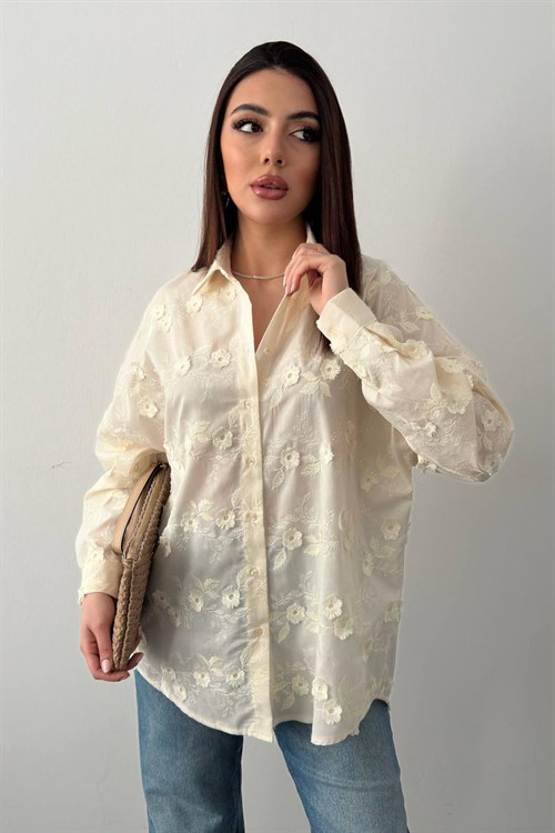 Wholesale Ecru Embroidered Shirt
