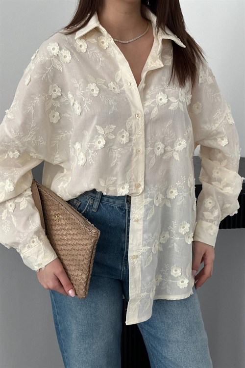 Wholesale Ecru Embroidered Shirt