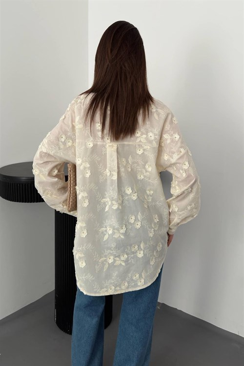 Wholesale Ecru Embroidered Shirt