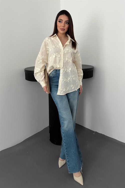 Wholesale Ecru Embroidered Shirt