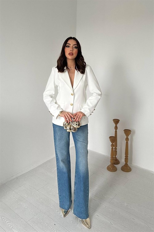 Wholesale Ecru Blazer with Gold Buttons