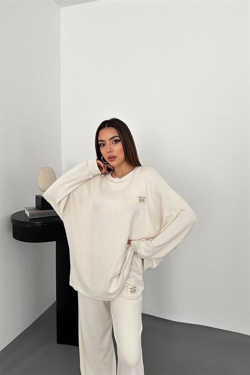 Wholesale Ecru Ribbed Two-Piece Set