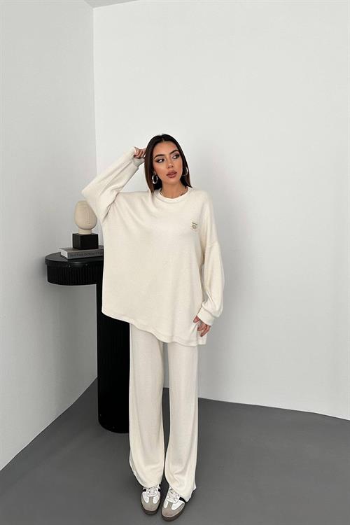 Wholesale Ecru Ribbed Two-Piece Set