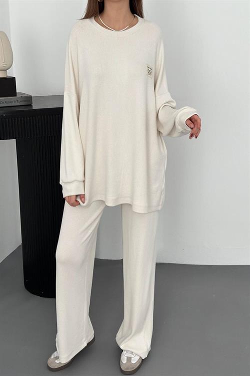 Wholesale Ecru Ribbed Two-Piece Set