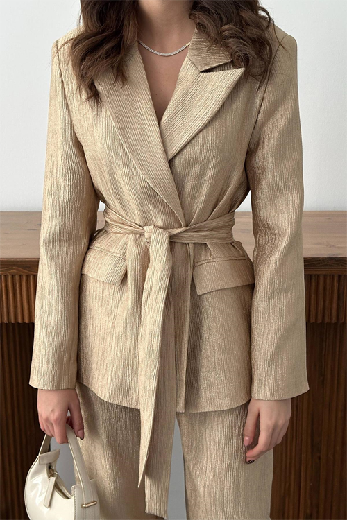 Wholesale Gold Sparkly Suit with Matching Belt