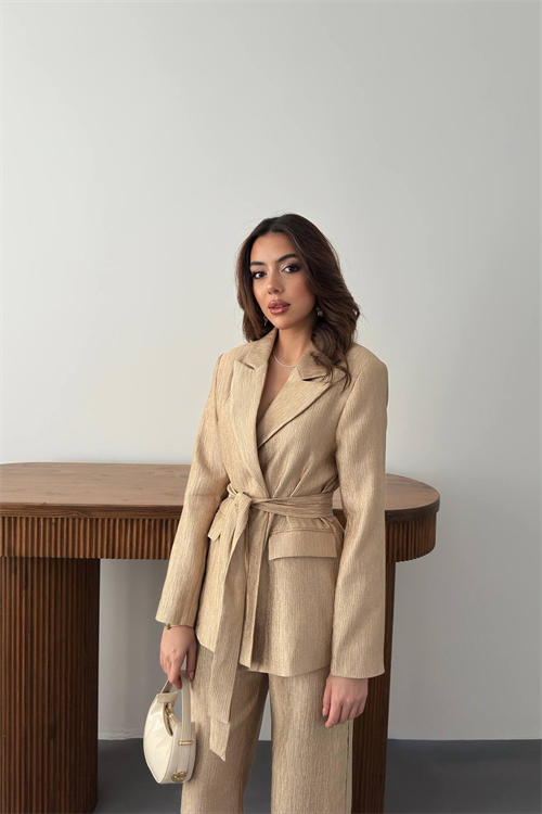 Wholesale Gold Sparkly Suit with Matching Belt