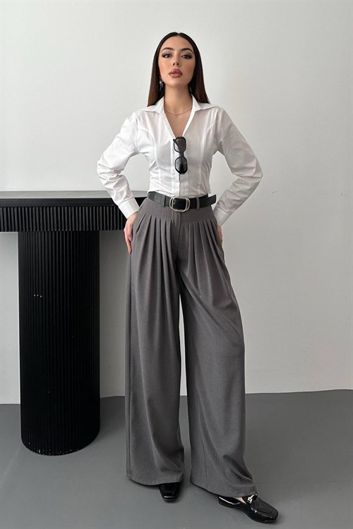 Wholesale Grey Pleated Trousers