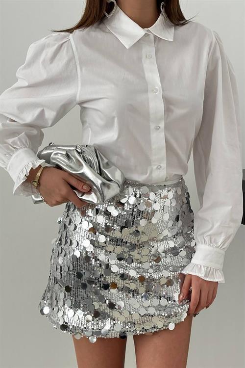 Wholesale Silver Sequin Short Skirt