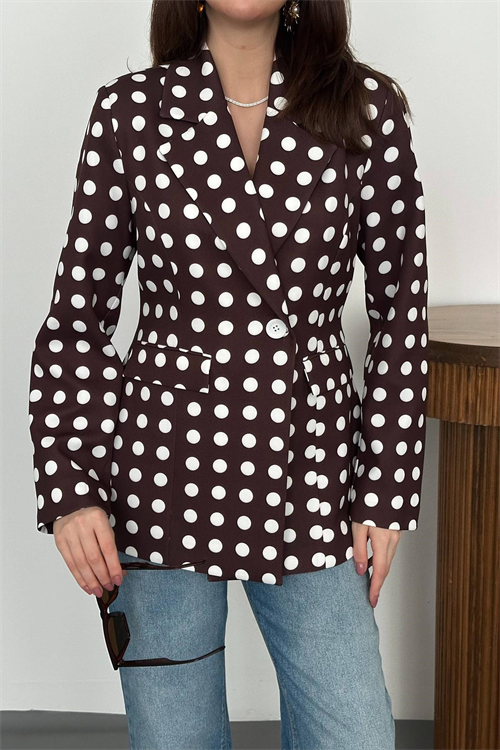 Wholesale Brown Polka Dot Blazer
