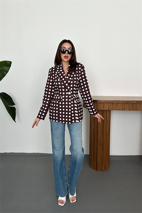Wholesale Brown Polka Dot Blazer
