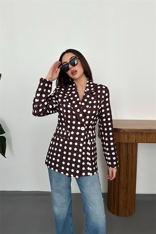 Wholesale Brown Polka Dot Blazer