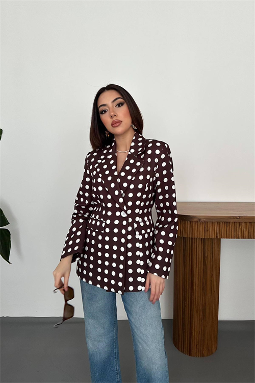 Wholesale Brown Polka Dot Blazer