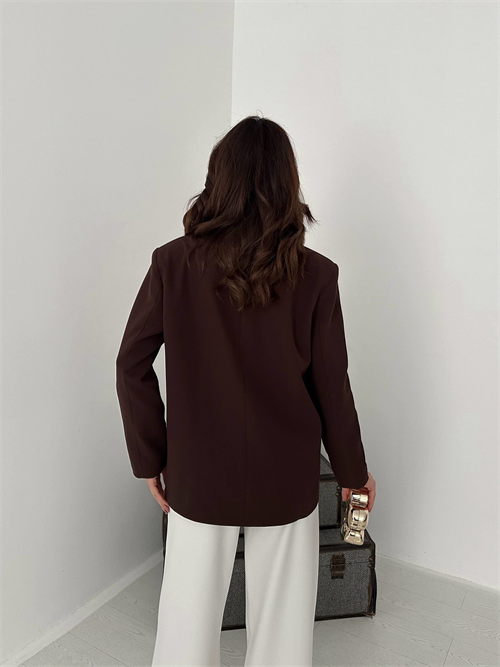 Wholesale Brown Double-Breasted Blazer