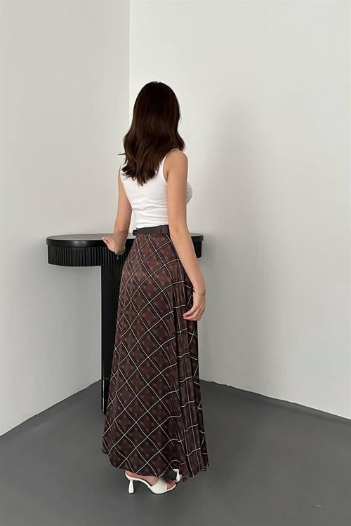 Wholesale Brown Plaid Skirt