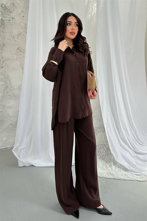 Toptan Kahverengi Gömlekli İkili Takım