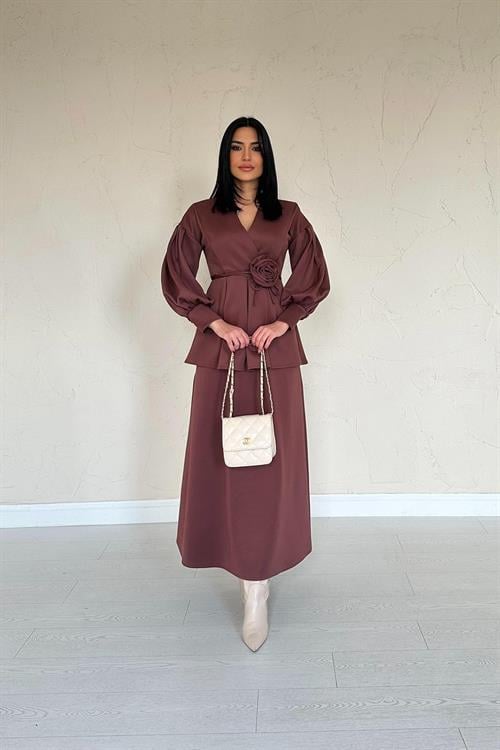 Wholesale Brown Rose Detailed Suit