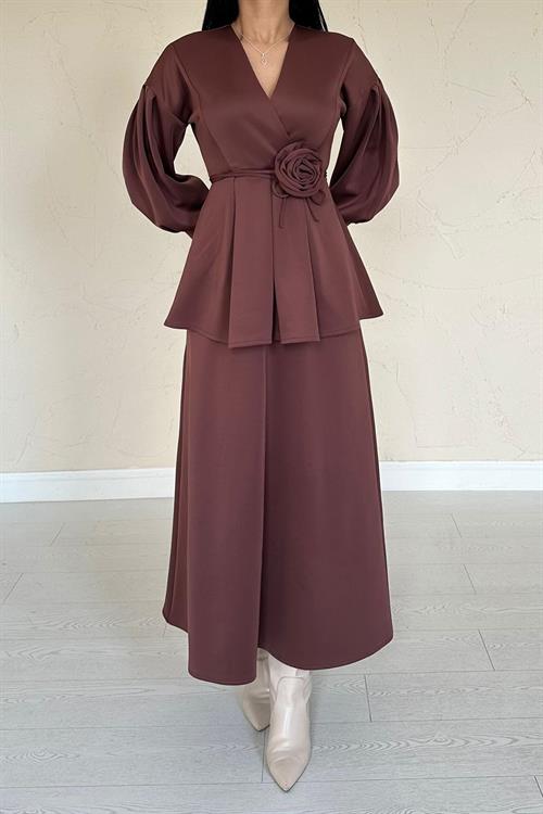 Wholesale Brown Rose Detailed Suit