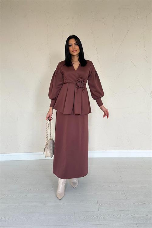 Wholesale Brown Rose Detailed Suit