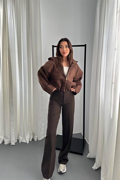 Wholesale Brown Short Jacket with Hood