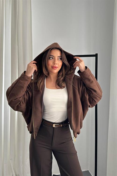 Wholesale Brown Short Jacket with Hood