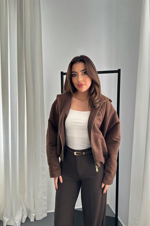 Wholesale Brown Short Jacket with Hood