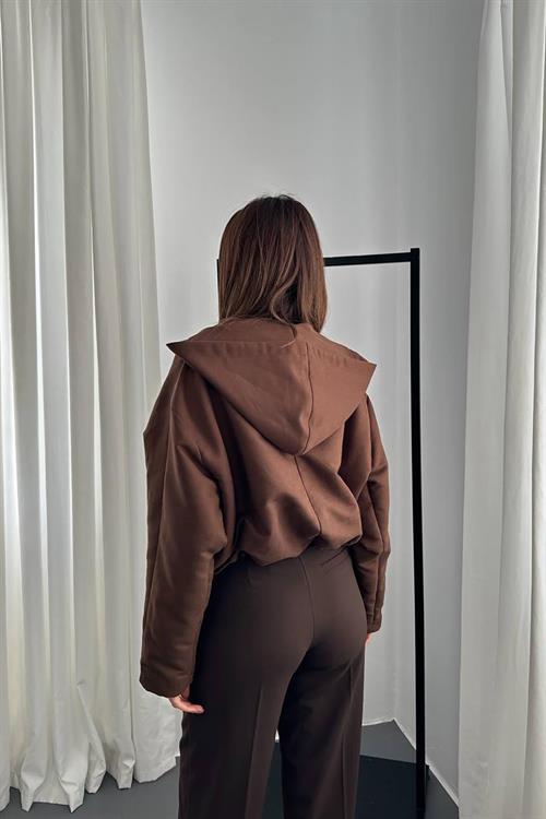 Wholesale Brown Short Jacket with Hood