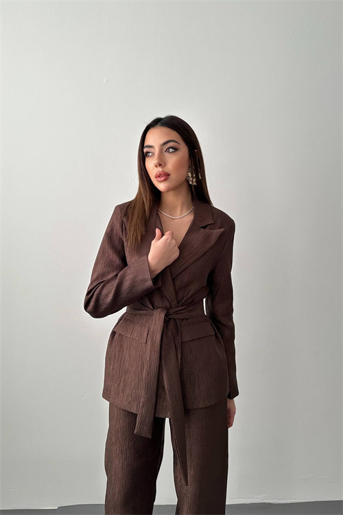 Wholesale Brown Sparkly Suit with Matching Belt