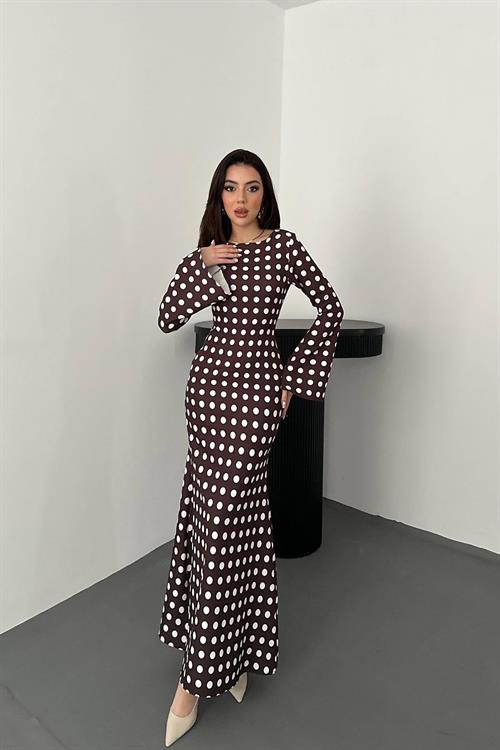 Wholesale Brown Polka Dot Bodycon Dress