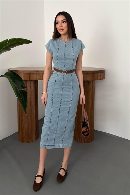 Wholesale Snow Wash Denim Long Dress