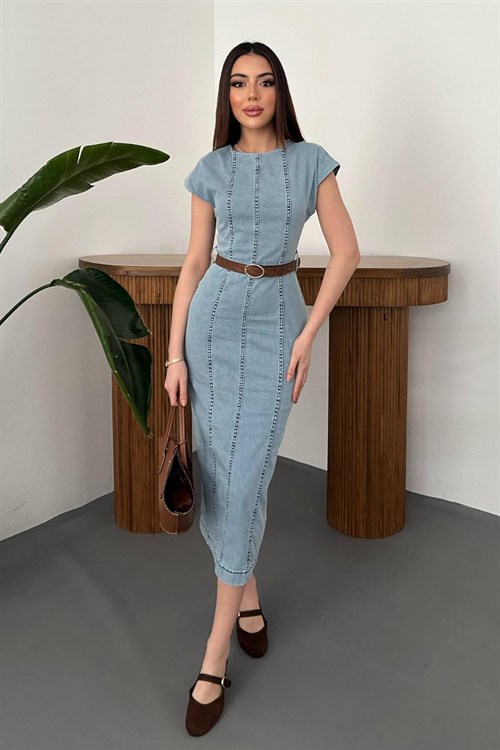 Wholesale Snow Wash Denim Long Dress