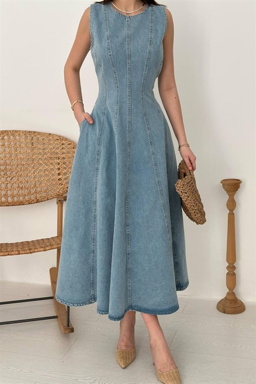 Toptan Kar Yıkama Kot Godeli Elbise