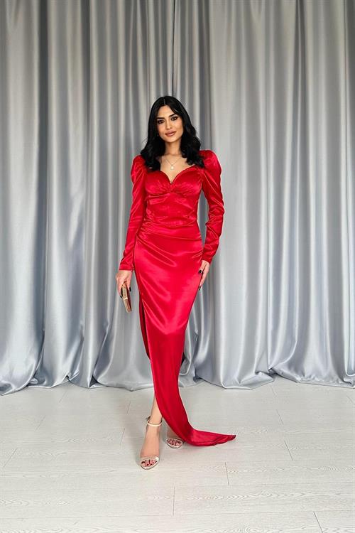 Wholesale Red Dress with Cups and Slit