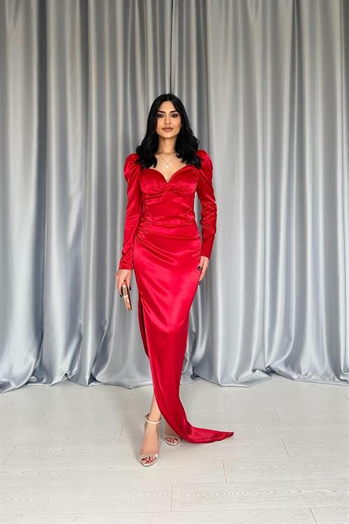 Wholesale Red Dress with Cups and Slit