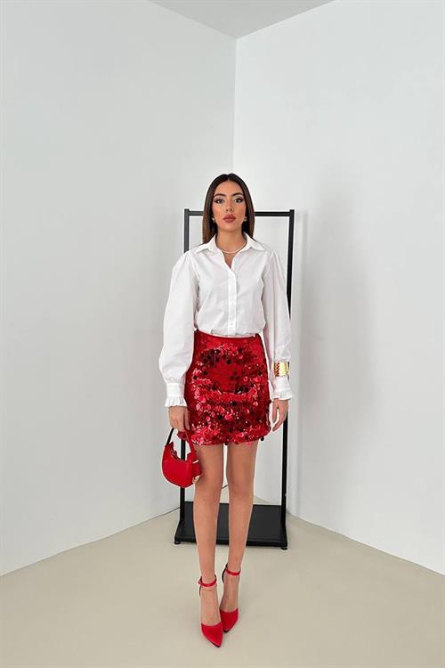 Wholesale Red Sequin Short Skirt