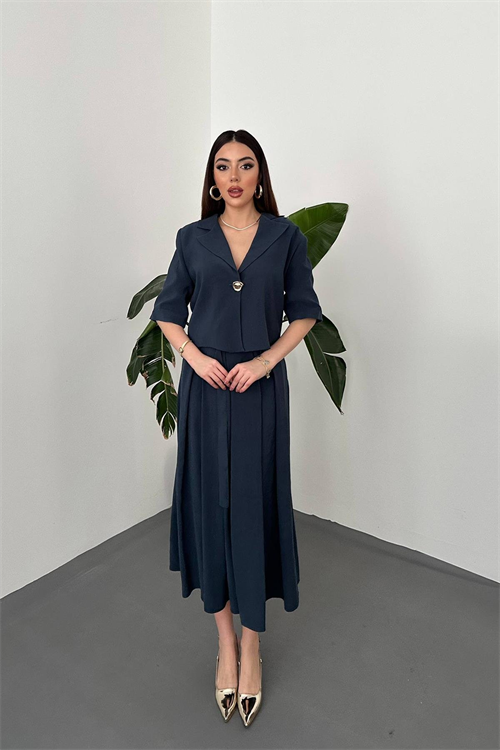 Wholesale Navy Short Jacket and Skirt Set
