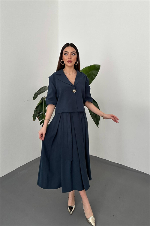 Wholesale Navy Short Jacket and Skirt Set