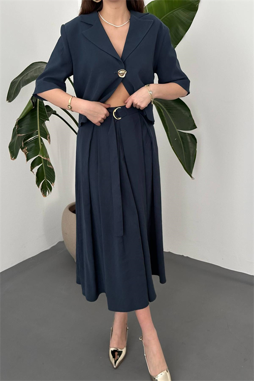 Wholesale Navy Short Jacket and Skirt Set
