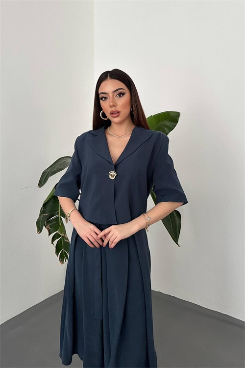 Wholesale Navy Short Jacket and Skirt Set