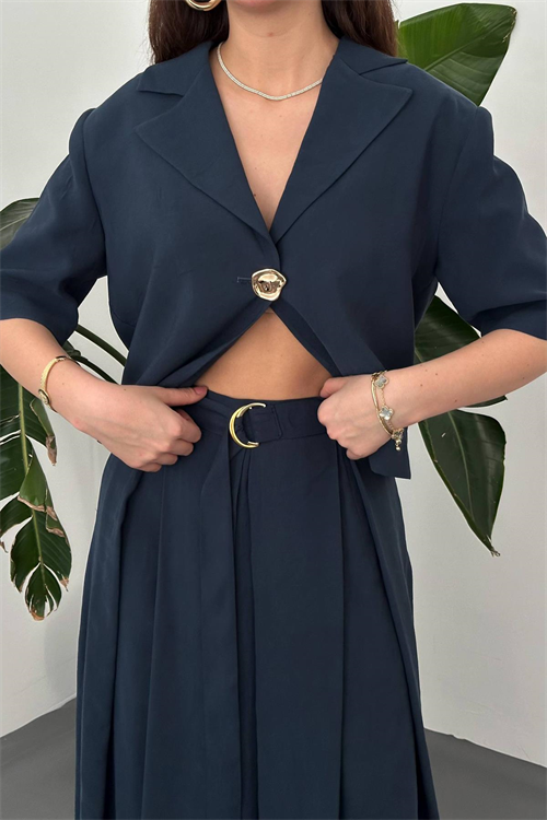 Wholesale Navy Short Jacket and Skirt Set