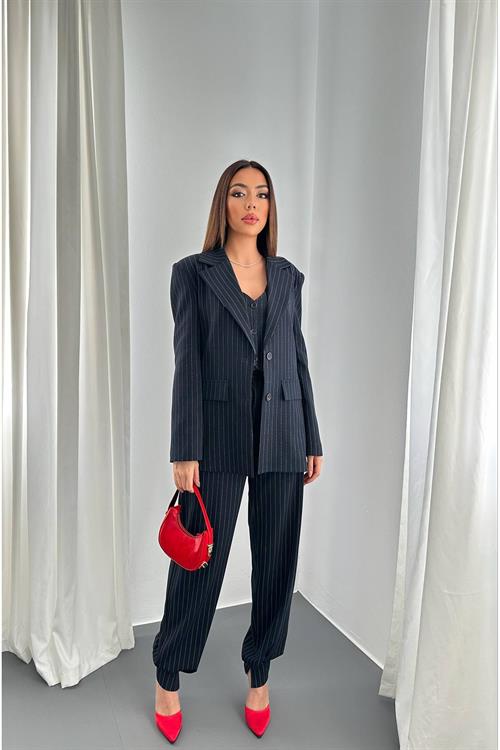 Wholesale Navy Striped Three-Piece Suit