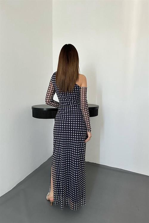 Wholesale Navy Plaid Tulle Dress